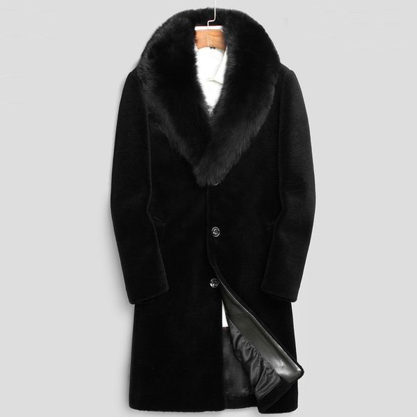 

jacket 2019 winter leather jacket fur clothing long coat men luxury thick warm large size 6xl plush coat men sa-8, Black;brown
