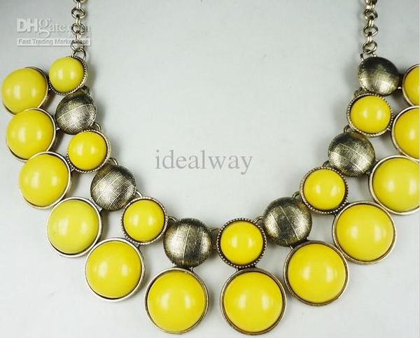 

european classical style faux gem tassels necklace white purple blue green yellow pink, Golden;silver