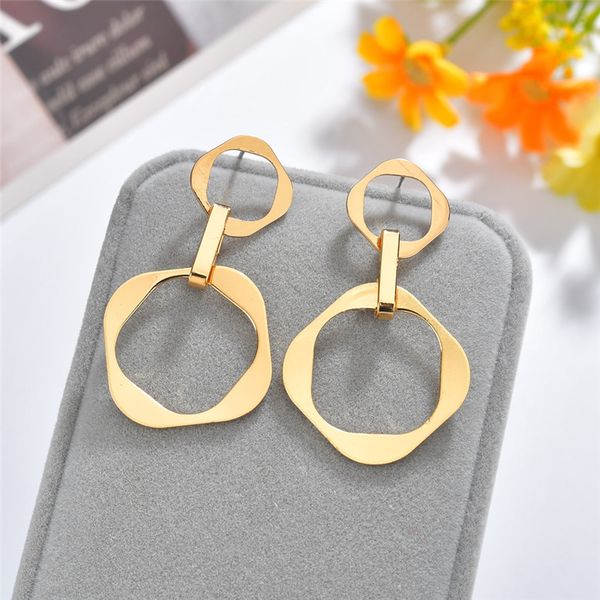 

mestilo 2019 simple fashion women jewelry gold color hollow geometric dangle earrings for women girls party statement jewelry, Silver