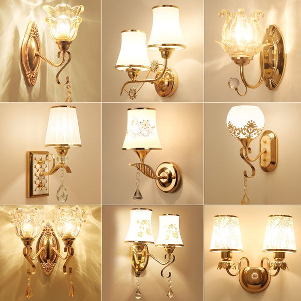 

creative modern led crystal wall lamp bedroom bedside lamp aisle european living room background wall lamps lights for home