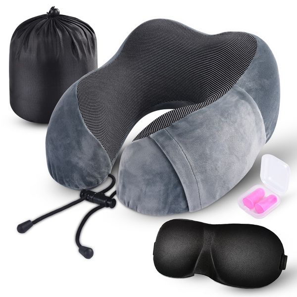 

memory foam u shaped neck pillows soft slow rebound space travel pillow neck cervical healthcare airplane travel headrest