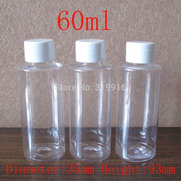 Bottiglie di plastica cosmetica rotonde trasparenti vuote da 60 ml X 50, kit da viaggio, contenitori per gel doccia, bottiglia in PET trasparente da 60 cc