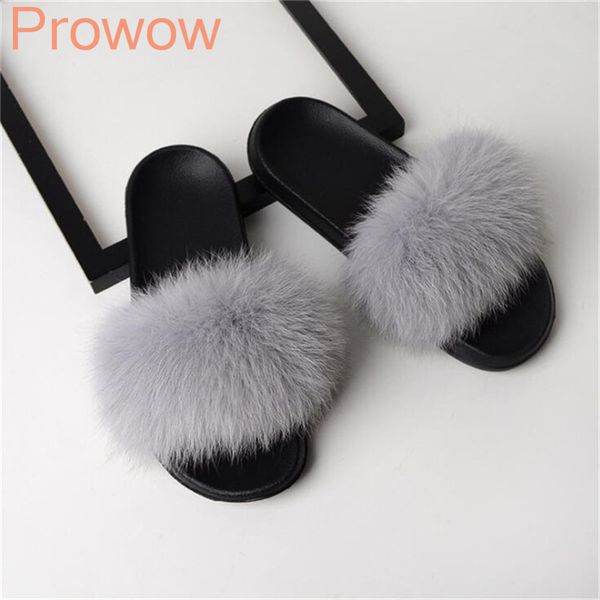 

summer fur slippers real fur slide sandals for women, Black
