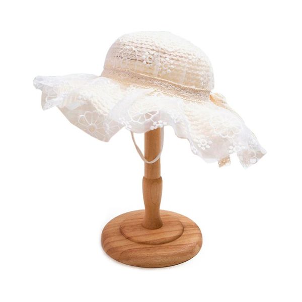 

children straw hat girls summer breathable lace visor baby sunscreen beach hat d08c, Yellow