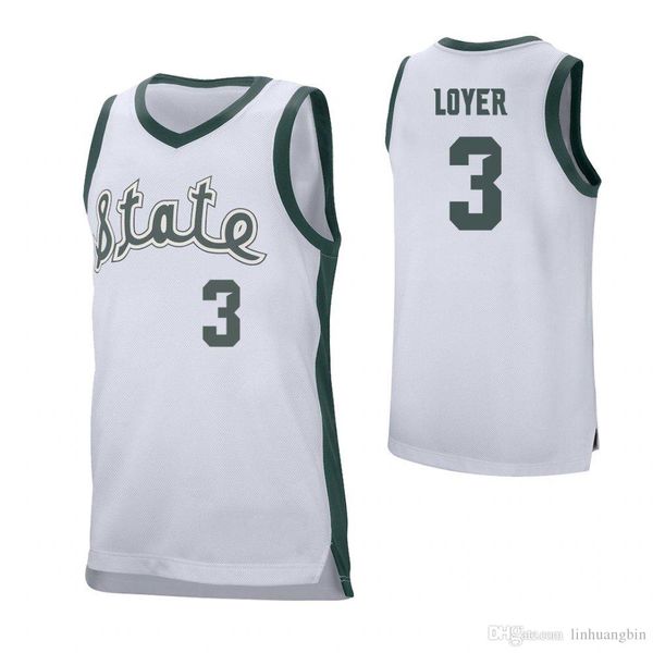 

conner george #41 men's michigan state spartans green foster loyer #3 white stitched college basketball jersey, Black