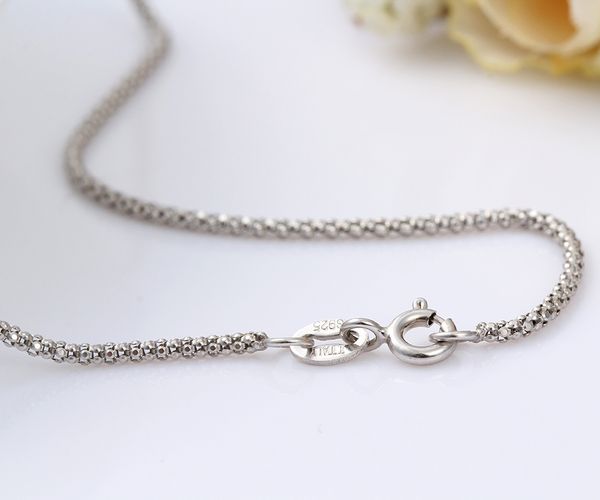 

35-80cm available 925 sterling silver popcorn chain short choker necklace women girls jewelry colar collier collares mujer kolye t190702