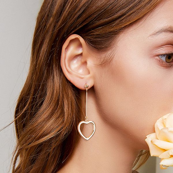 

epi fashion simple style mini hollow heart shaped gold color dangle earrings for women girls ear jewelry birthday gifts, Silver