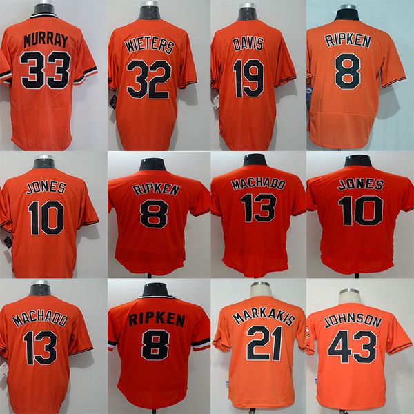 

13 Manny Machado 8 Cal Ripken 10 Adam Jones 21 Markakis 43 Johnson Baseball Jerseys