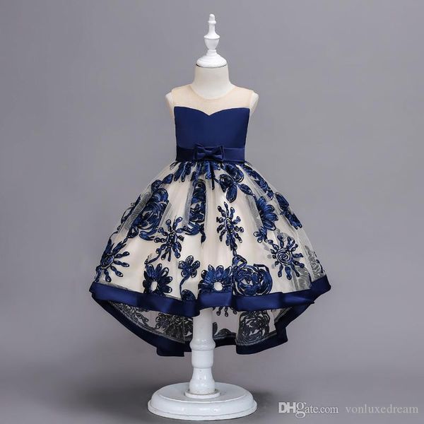 

2019 вышивка цветочные платья девушки для свадьбы детские пачки платье для дня рождения платья для девочек длиной до колен vestido de daminh, White;blue