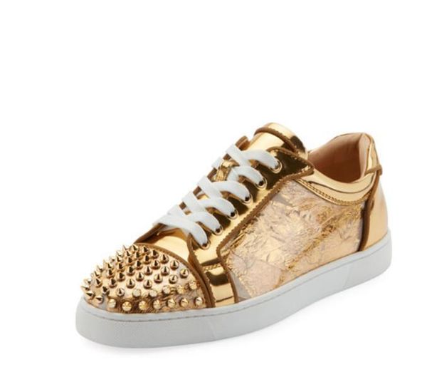 

low red sole stuff yellow shoes men's sneakers wrinkled skin spikes red bottom shoes flats,lovers party casual shoes l14, Black