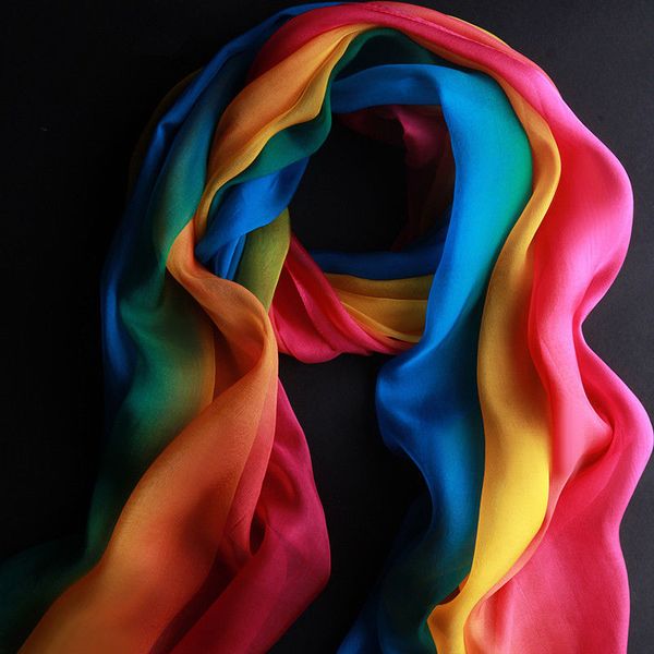 

new fashion rainbow color long soft women chiffon scarf wrap shawl stole scarves (no metal, Silver