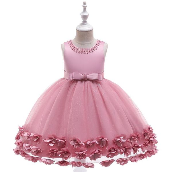 

girl dress 2020 summer lace mesh beaded kids dresses for girls princess ceremonies wedding gown dress vestido wear 3-10y, Red;yellow