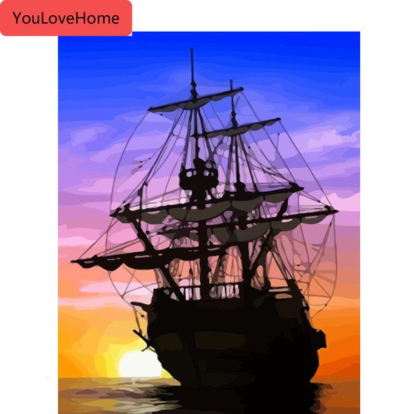 

diy unframe paint by numbers on canvas landscape acrylic paint coloring by numbers kits ship home decoration animals art picture