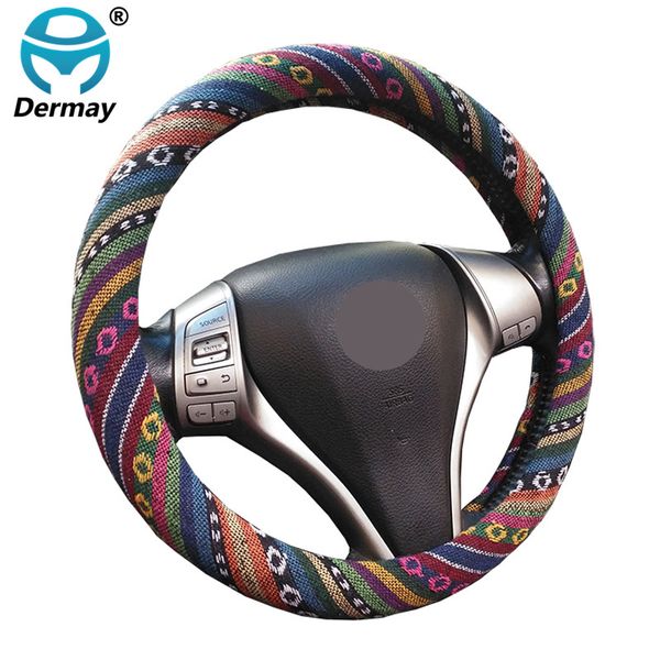 

new design summer flax car steering wheel cover diameter 38cm auto car accessories non-slip breathable steering-wheel hip