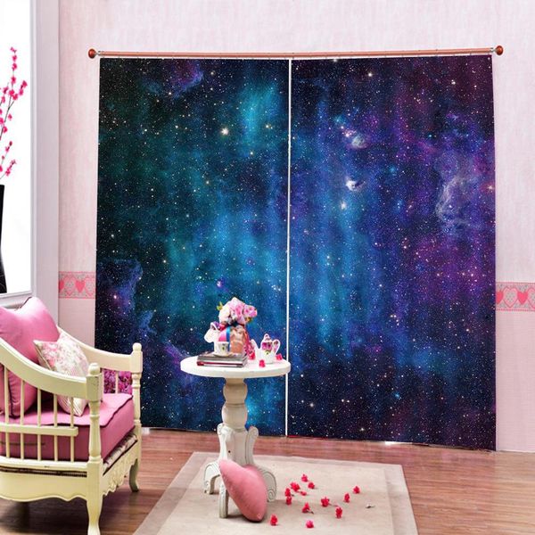 

shining stars shower curtains for children's room twinkle satrry sky dark blue blackout curtains drapes decoration