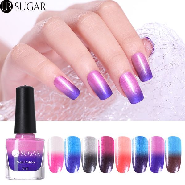 

ur sugar 6ml thermal shimmer glitter nail polish temperature color changing nail art varnish manicure lacquer purple grey