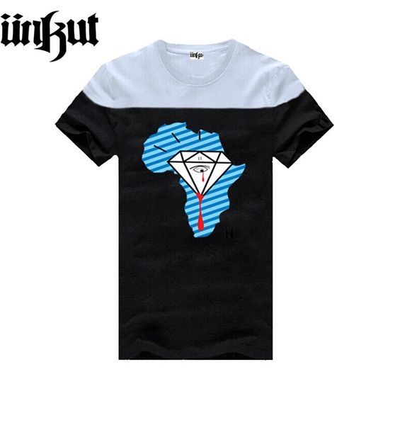 

z25-30712 s-5xl new style unkut t-shirt fashion rock men's tees colorful short leather sleeve selling, White;black