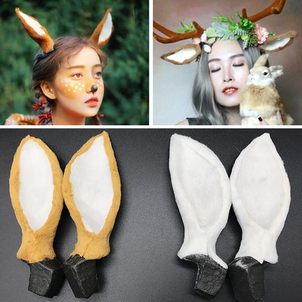 

christmas reindeer ears 1 pair plush plastic xmas elk ears pgraphy prop home decor shop window simulated