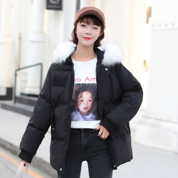 

korean style winter jacket women new arrival hooded cotton padded female winter coat outwear new warm coat women jacket, Black