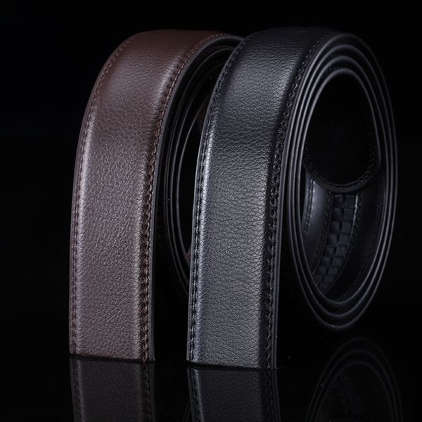 

hongjia men's second layer cowhide body buckle-leather belt body automatic buckle belt belt, Black;brown