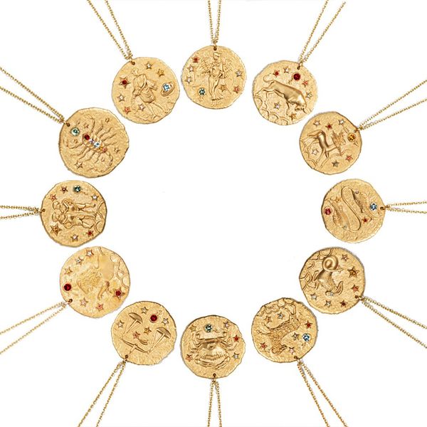 

artilady 12 zodiac necklace pendant necklace gold constellation for women jewelry party gift drop shipping, Silver