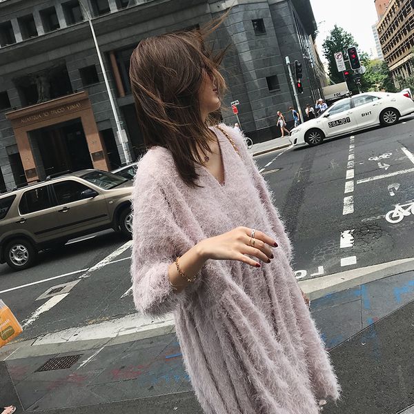 

lanmrem 2020 v-neck batwing sleeves tassels chiffon fabric pullover loose wide dress spring and summer vestido wk1201, Black;gray
