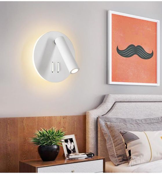 

led wall light reading 3w 6w strip light back bedroom study living room sconce adjustable with switch bedside wall lamp