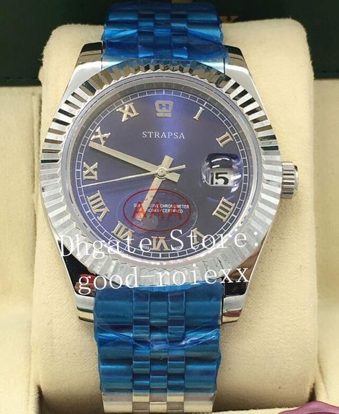 

men's jubilee bracelet watch mens automatic 2813 blue wimbledon roman dial 126334 116334 116300 126300 steel men perpetual watches, Slivery;brown