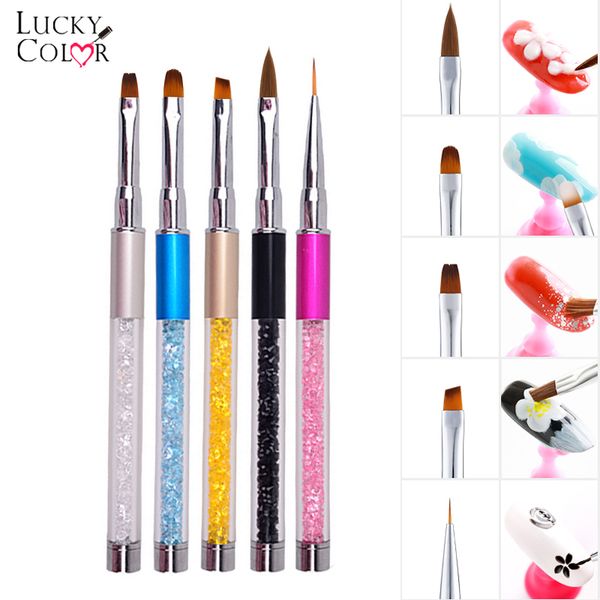 

nail art brush pen metal acrylic handle carving polish gel uv painting drawing line tips 3d flower design manicure salon tool, Yellow