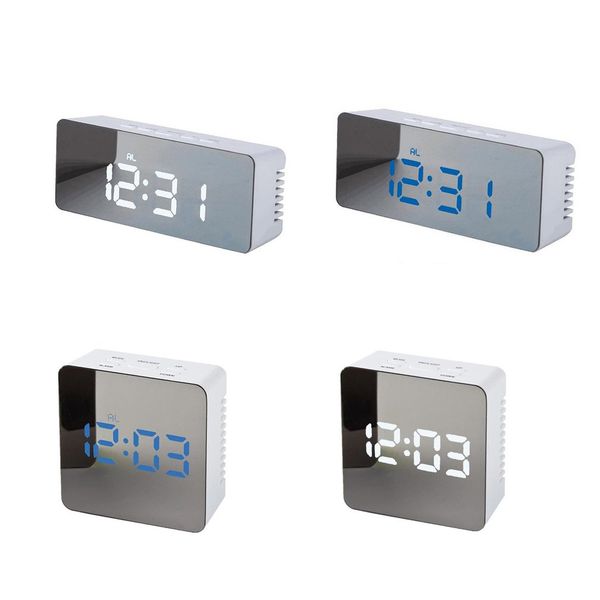 

creative multifunctional mirror alarm clock rectangle led alarm clock battery plug-in dual-use mirror