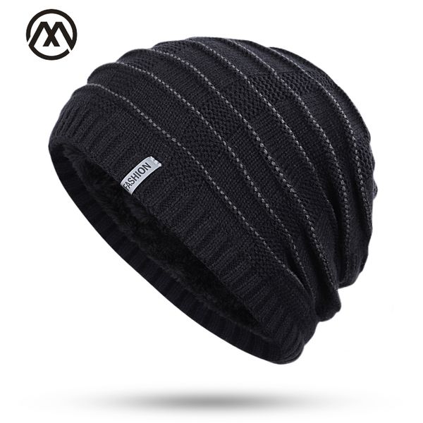 

2019 моды мужских черепов шапка зимой плюс бархат мужчин и женщины маркировать шлет хлопок полосатого бархата теплого качества хлопка вязать, Blue;gray