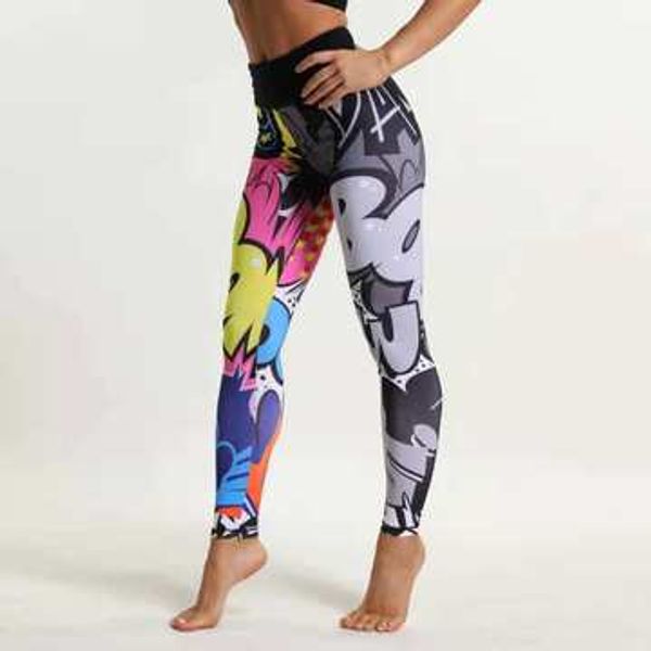

women's designer yoga pants digital print color fitnes strackpants tight sweatpants hip lift stretch yoga workout trend leggings