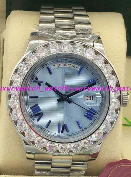 

6 Стиль Роскошные Часы Bigger Diamond Bezel 228206 Платина 40 мм Ice Blue Арабский Редкий Циферблат