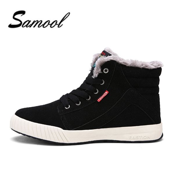 

winter fashion men's outdoor winter ankle boots with velvet men's flats shoes warmest men keeping warm snow boots xx4, Black