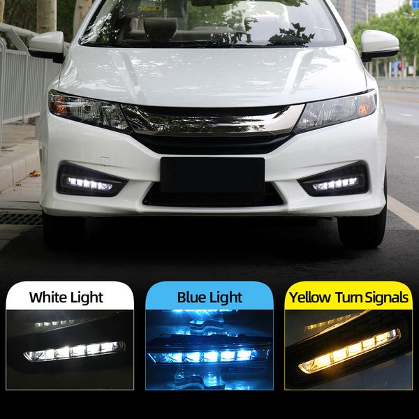 2pcs Light Day LED Daytime Running luz 12V DRL Para Honda City 2015 2016 2017, com cores amarelo Turning Lamp Signal