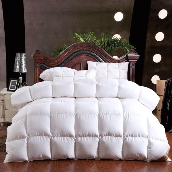 

100% down winter quilt comforter blanket duvet filling cotton cover twin single queen supper king size yellow white 48