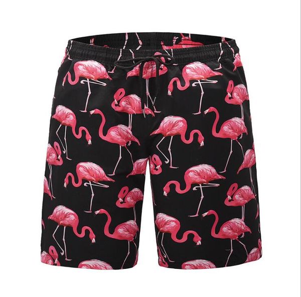 

men flamingo printed beach shorts summer quick dry swimsuit swim trunks beachwear men boardshorts, White;black