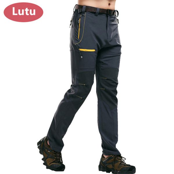 

lutu summer nylon quick dry waterproof hiking pants men elastic outdoor hunting trousers climbing fishing trekking pants, Black;green
