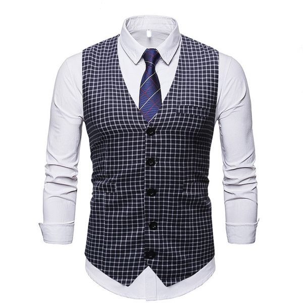 

vests men's fashion new business leisure vest comfortable checked waistcoat women's clothing coats & jackets drop shipping, Black;white