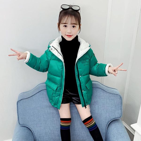 

quilted jacket new children's clothing fashion autumn and winter big children's jacket hooded long sleeve baby girl clothes, Blue;gray