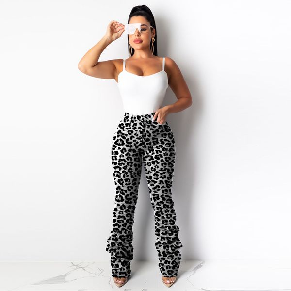 

camouflage print jeans women leopard high waist pant autumn casual harem pants streetwear clothing club party night trouser, Black;white