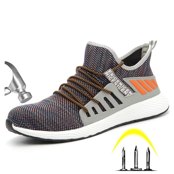 

men women steel toe work safety ankle boots casual breathable outdoor puncture proof boots comfortable industrial shoes, Black