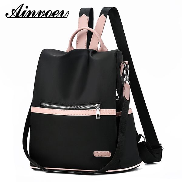 

ainvoev 2020 высокое качество мода путешествия сумка packbag покроя оксфорд рюкзак женщин черный водонепроницаемый нейлон школьные сумки