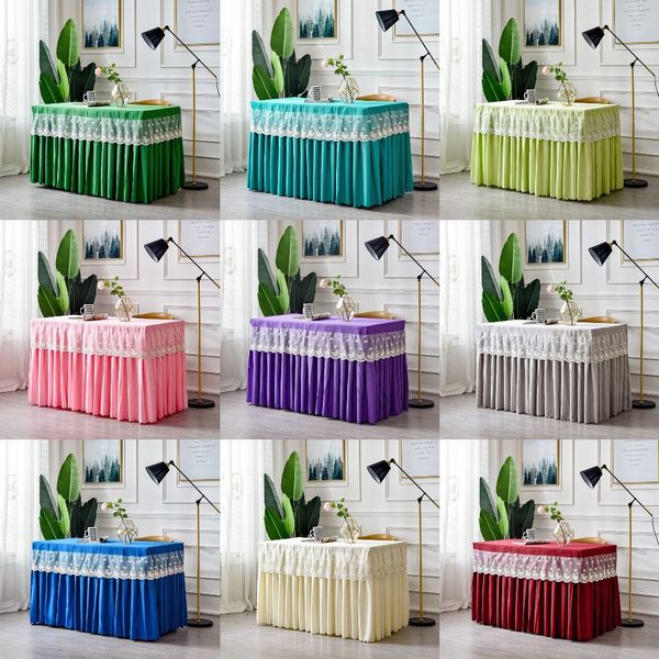 

new arrival polyester rectangle l table skirt with table cover table cloth for cocktail arty meeting conference reception