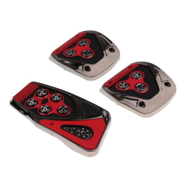 

a set of 3 non-slip foot pedal covers , stainless steel accelerator brake clutch pedal pads for manual auto- universal