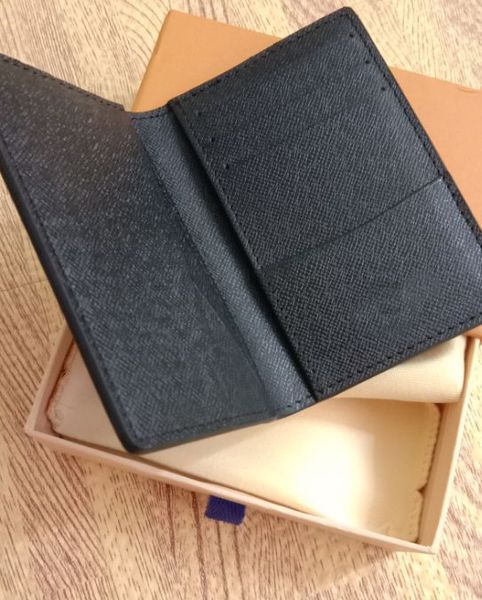 

новая весна 2019 классический карманный организатор 60159 черный bi-fold card case бизнес холст шахматный узор с воловьей кожи небольшой кош, Brown;gray