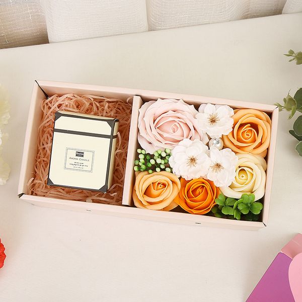 

flower scented bath body valentine's day gift smokeless christmas scented candles set romantic gifts rose soap flower gift box