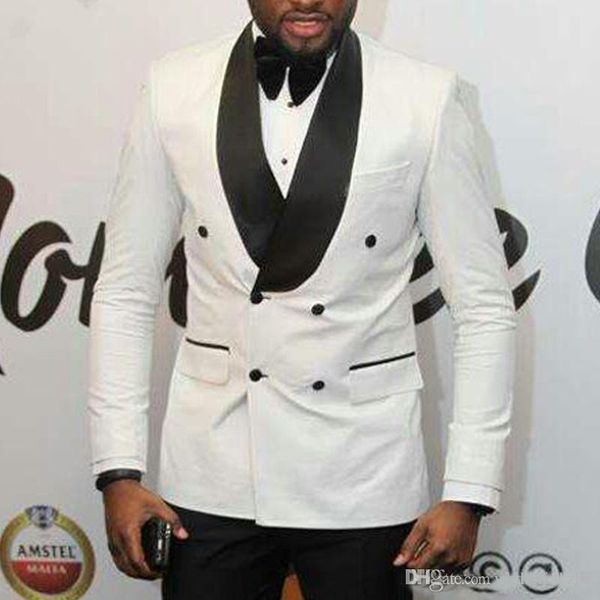 

ivory groom tuxedos excellent double-breasted groomsmen wedding tuxedos men formal dinner party prom blazer suit(jacket+pants+tie) 1095, Black;gray