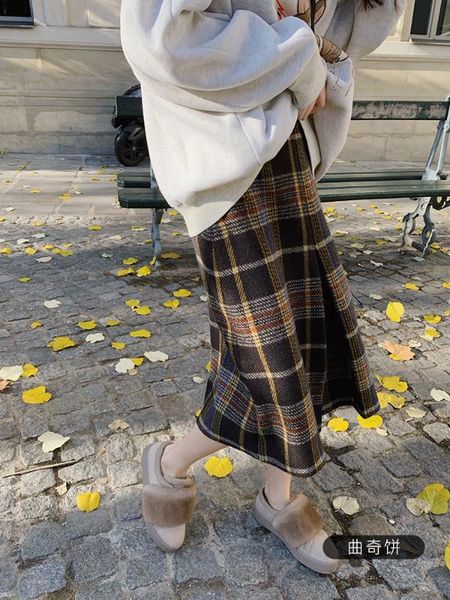 

2020 spring skirt women vintage plaid pleated skirts womens casual ladies high waist long skirt summer faldas mujer moda, Black