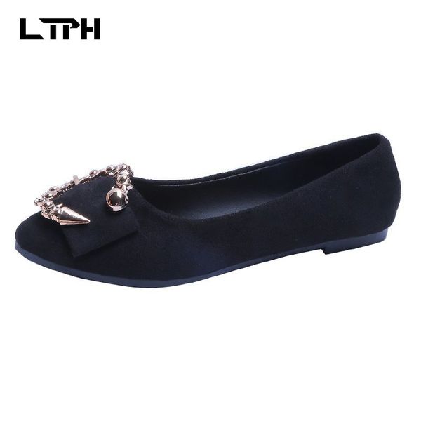 

2020springautumn models round head wild flat heel peas shoes new ins shallow mouth sets of lazy shoes single women's, Black